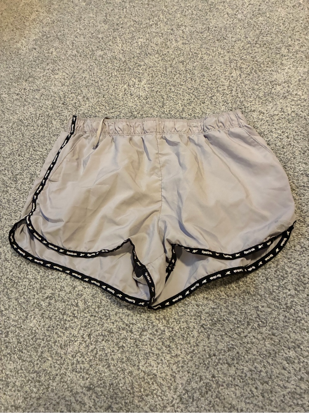 Reebok Women's Taupe Athletic Shorts with Black Trim